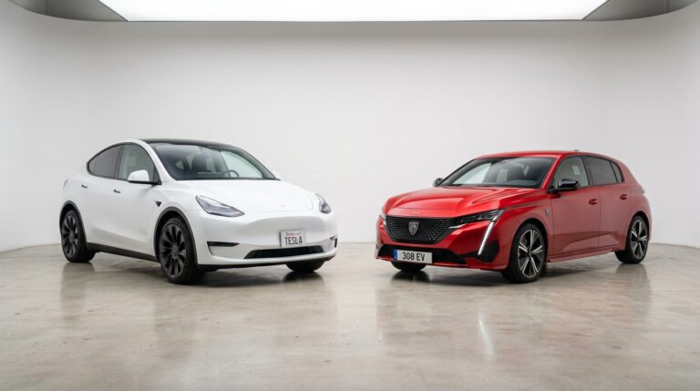 Peugeot 308 and TESLA Model y