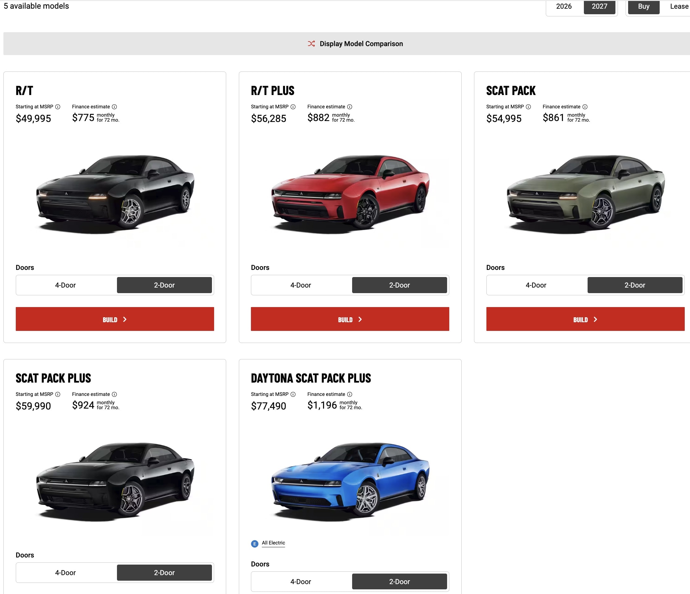 2027 Dodge Charger Configurator Launches with Price Changes and New Features